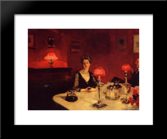 A Dinner Table At Night 20x24 Black Modern Wood Framed Art Print Poster by Sargent, John Singer