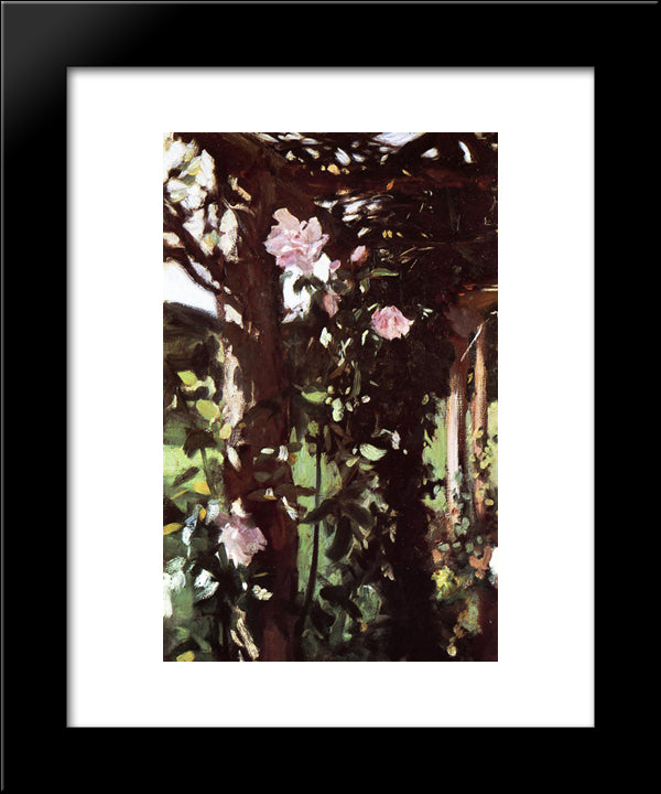 A Rose Trellis (Roses At Oxfordshire) 20x24 Black Modern Wood Framed Art Print Poster by Sargent, John Singer