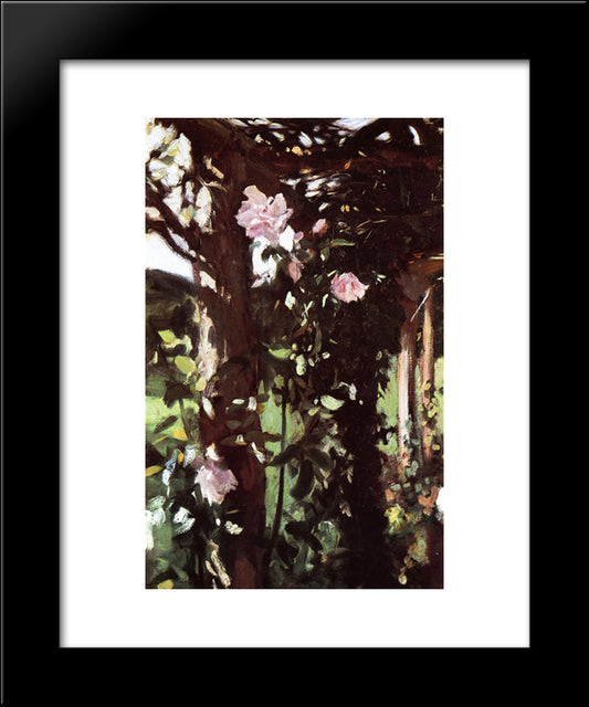 A Rose Trellis (Roses At Oxfordshire) 20x24 Black Modern Wood Framed Art Print Poster by Sargent, John Singer