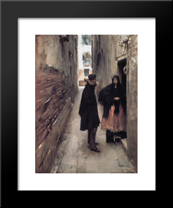 A Street In Venice 20x24 Black Modern Wood Framed Art Print Poster by Sargent, John Singer