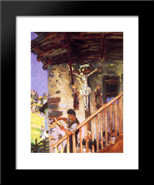 A Tyrolese Crucifix 20x24 Black Modern Wood Framed Art Print Poster by Sargent, John Singer