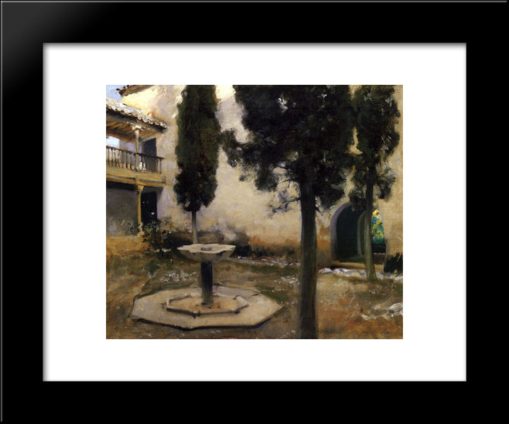 Alhambra, Patio De La Reja 20x24 Black Modern Wood Framed Art Print Poster by Sargent, John Singer