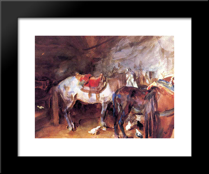Arab Stable 20x24 Black Modern Wood Framed Art Print Poster by Sargent, John Singer