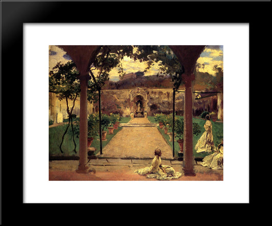 At Torre Galli. Ladies In A Garden 20x24 Black Modern Wood Framed Art Print Poster by Sargent, John Singer