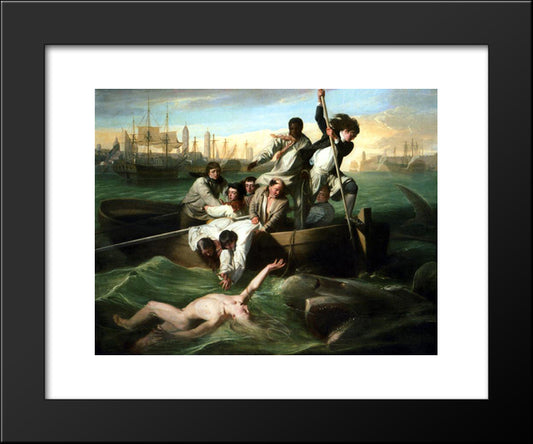 Watson And The Shark 20x24 Black Modern Wood Framed Art Print Poster by Copley, John Singleton