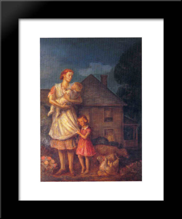 Kansas Pastoral Planter'S Family 20x24 Black Modern Wood Framed Art Print Poster by Steuart Curry, John