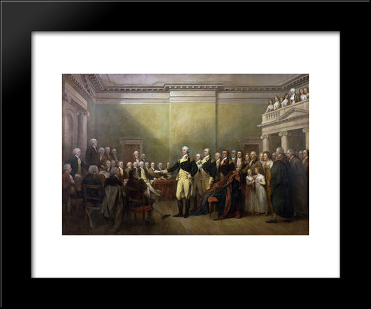 General George Washington Resigning His Commission 20x24 Black Modern Wood Framed Art Print Poster by Trumbull, John