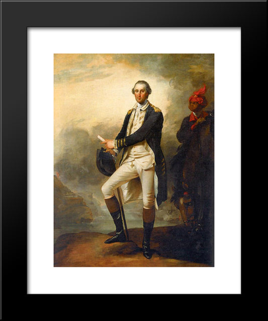 Portrait Of George Washington And William 'Billy' Lee 20x24 Black Modern Wood Framed Art Print Poster by Trumbull, John