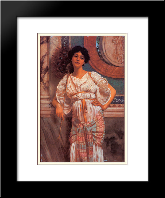 A Classical Beauty With A Peacock 20x24 Black Modern Wood Framed Art Print Poster by Godward, John William