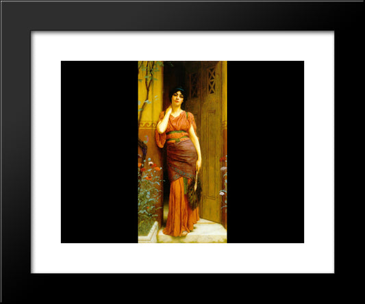 At The Garden Door 20x24 Black Modern Wood Framed Art Print Poster by Godward, John William