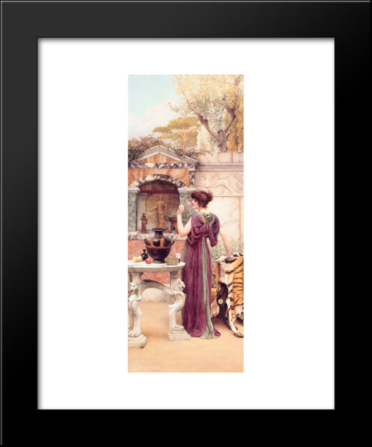 At The Garden Shrine, Pompeii 20x24 Black Modern Wood Framed Art Print Poster by Godward, John William