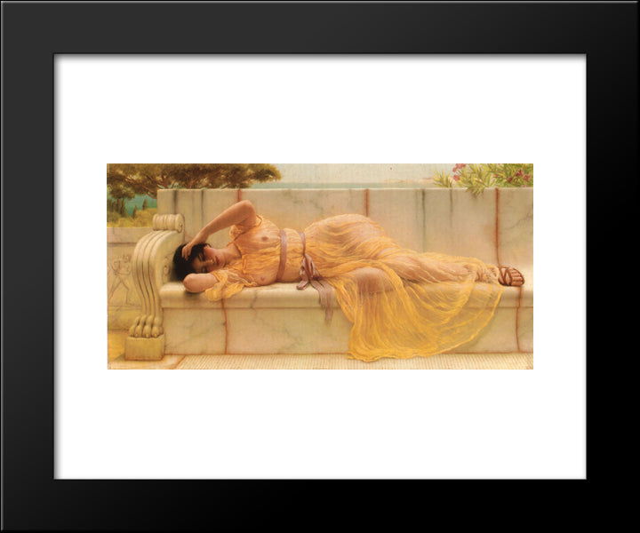 Girl In Yellow Drapery 20x24 Black Modern Wood Framed Art Print Poster by Godward, John William