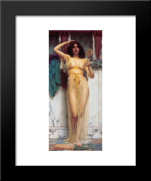 Girl With A Mirror 20x24 Black Modern Wood Framed Art Print Poster by Godward, John William