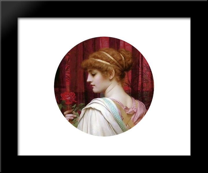 Girl With Red Rose 20x24 Black Modern Wood Framed Art Print Poster by Godward, John William