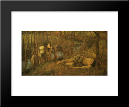 A Naiad 20x24 Black Modern Wood Framed Art Print Poster by Waterhouse, John William