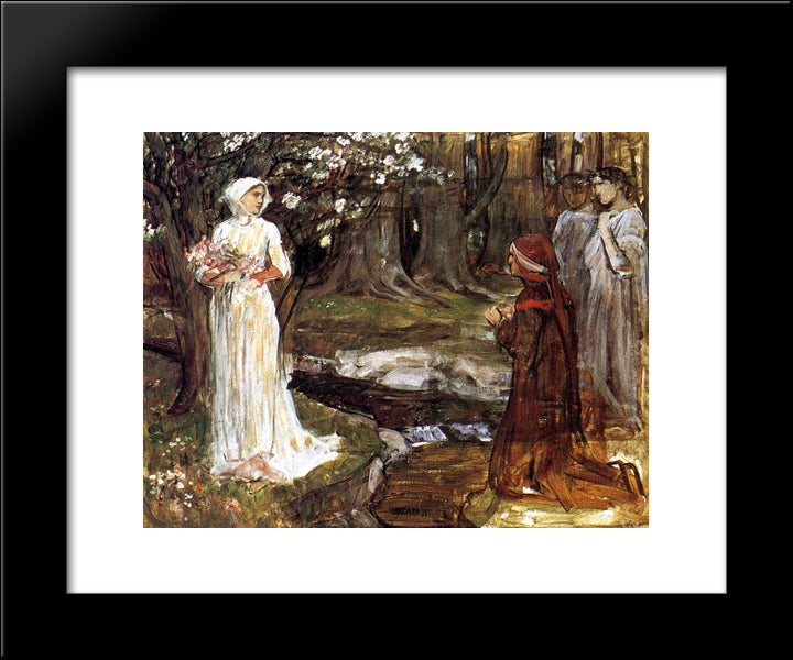 Dante And Beatrice 20x24 Black Modern Wood Framed Art Print Poster by Waterhouse, John William