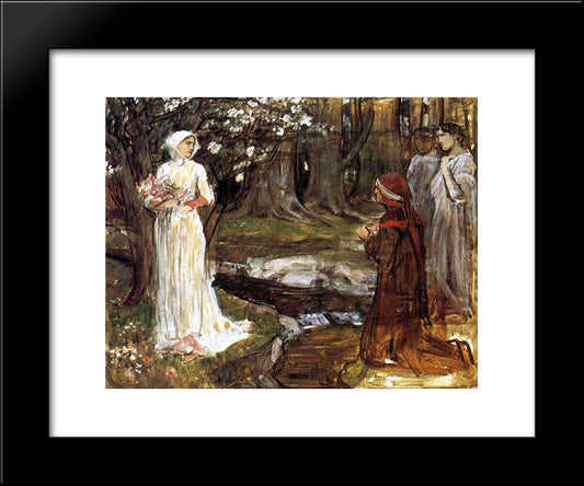 Dante And Beatrice 20x24 Black Modern Wood Framed Art Print Poster by Waterhouse, John William
