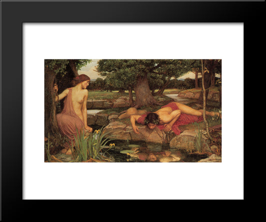 Echo And Narcissus 20x24 Black Modern Wood Framed Art Print Poster by Waterhouse, John William