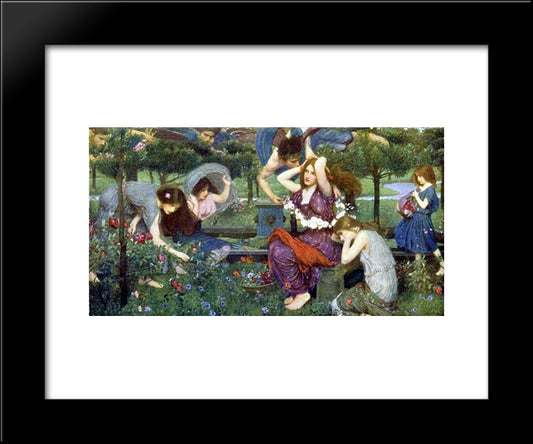 Flora And The Zephyrs 20x24 Black Modern Wood Framed Art Print Poster by Waterhouse, John William