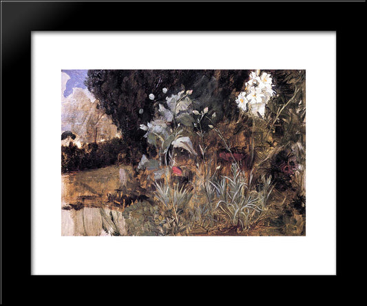 Flower Sketch For The Enchanted Garden 20x24 Black Modern Wood Framed Art Print Poster by Waterhouse, John William