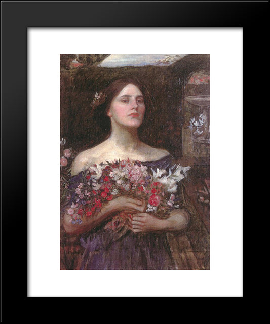 Gather Ye Rosebuds Or Ophelia 20x24 Black Modern Wood Framed Art Print Poster by Waterhouse, John William