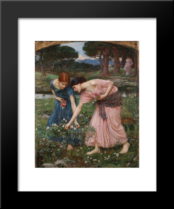 Gather Ye Rosebuds While Ye May 20x24 Black Modern Wood Framed Art Print Poster by Waterhouse, John William