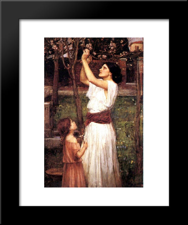 Gathering Almond Blossoms 20x24 Black Modern Wood Framed Art Print Poster by Waterhouse, John William