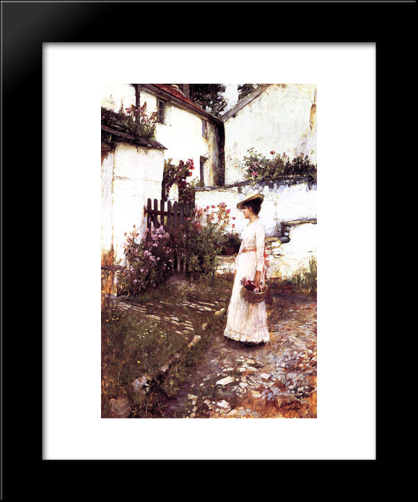 Gathering Summer Flowers In A Devonshire Garden 20x24 Black Modern Wood Framed Art Print Poster by Waterhouse, John William