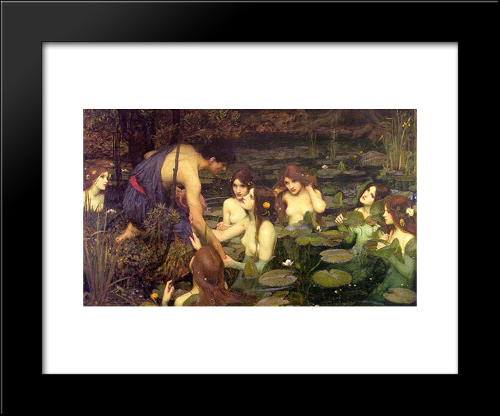 Hylas And The Nymphs 20x24 Black Modern Wood Framed Art Print Poster by Waterhouse, John William