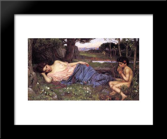 Listen To My Sweet Pipings 20x24 Black Modern Wood Framed Art Print Poster by Waterhouse, John William