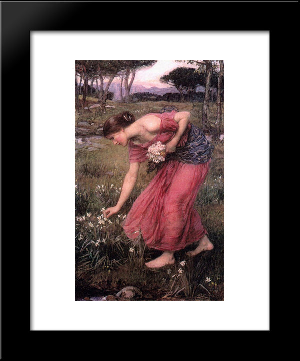 Narcissus 20x24 Black Modern Wood Framed Art Print Poster by Waterhouse, John William