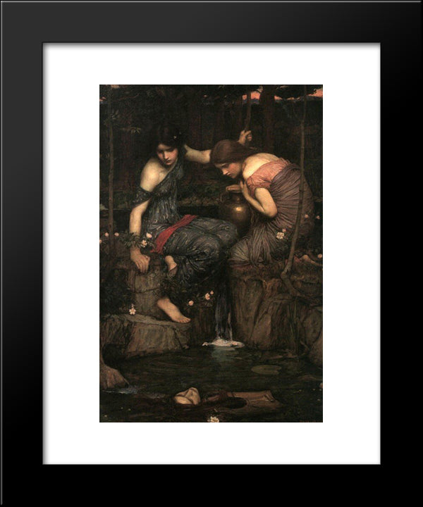 Nymphs Finding The Head Of Orpheus 20x24 Black Modern Wood Framed Art Print Poster by Waterhouse, John William