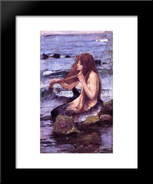 Sketch For A Mermaid 20x24 Black Modern Wood Framed Art Print Poster by Waterhouse, John William