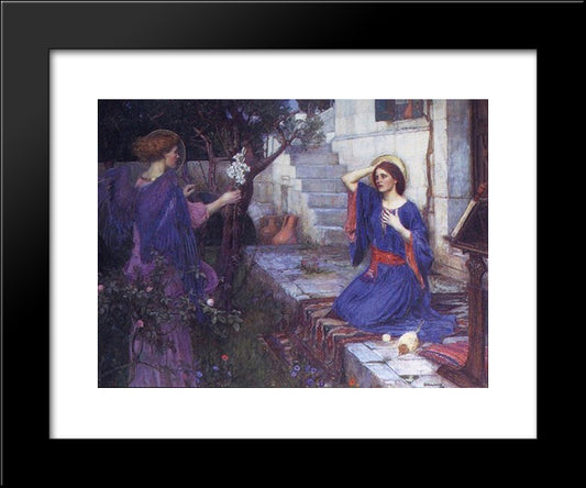 The Annunciation 20x24 Black Modern Wood Framed Art Print Poster by Waterhouse, John William