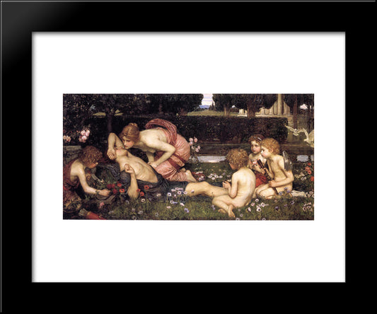 The Awakening Of Adonis 20x24 Black Modern Wood Framed Art Print Poster by Waterhouse, John William