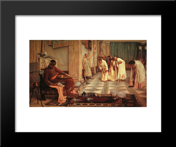 The Favourites Of Emperor Honorius 20x24 Black Modern Wood Framed Art Print Poster by Waterhouse, John William