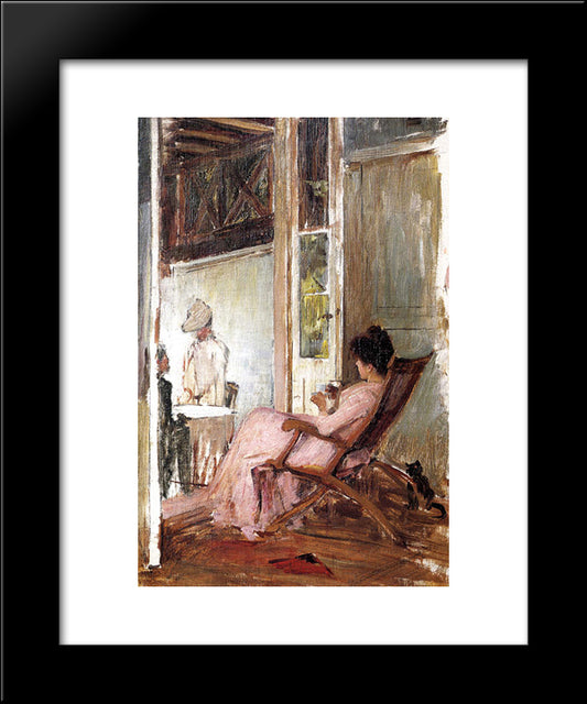 The Loggia 20x24 Black Modern Wood Framed Art Print Poster by Waterhouse, John William