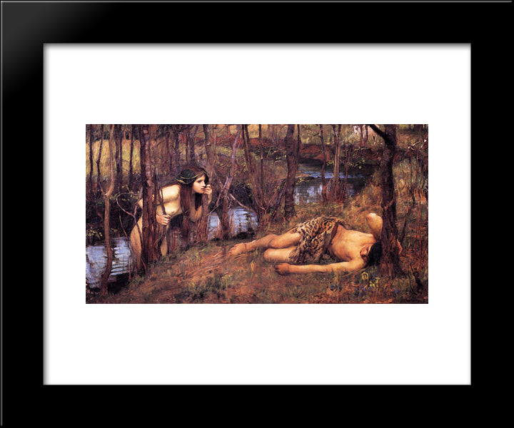 The Naiad 20x24 Black Modern Wood Framed Art Print Poster by Waterhouse, John William