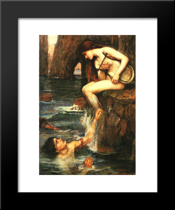 The Siren 20x24 Black Modern Wood Framed Art Print Poster by Waterhouse, John William