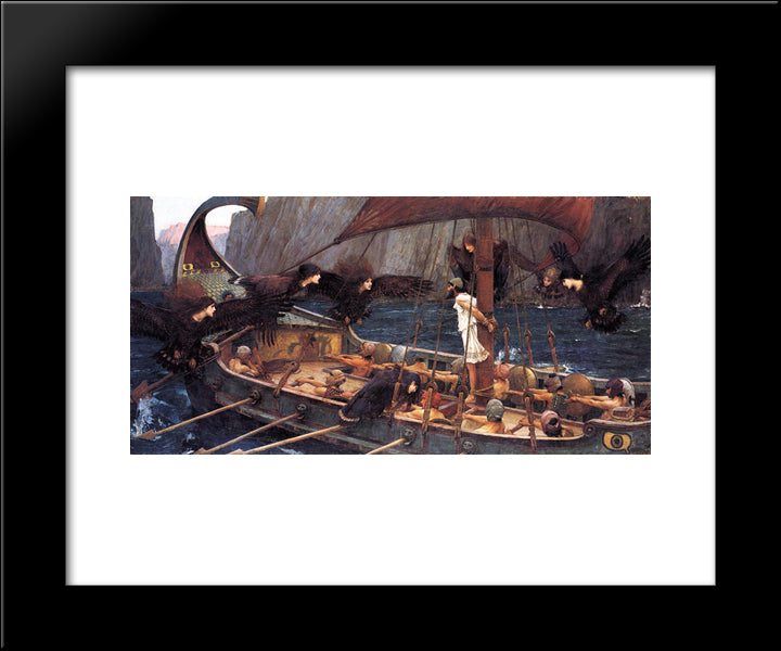 Ulysses And The Sirens 20x24 Black Modern Wood Framed Art Print Poster by Waterhouse, John William