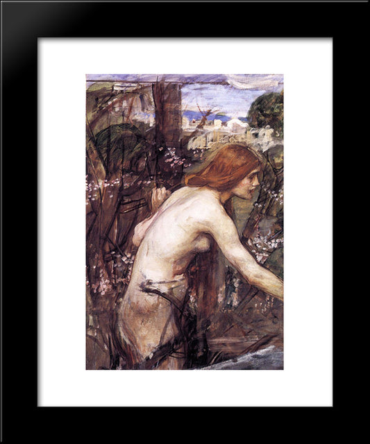 Woman Picking Flowers 20x24 Black Modern Wood Framed Art Print Poster by Waterhouse, John William