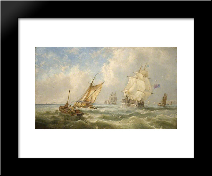A Breezy Evening Off The Mouth Of The Mersey 20x24 Black Modern Wood Framed Art Print Poster by Carmichael, John Wilson