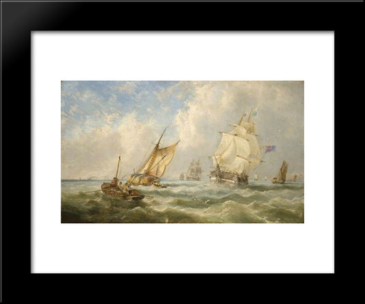 A Breezy Evening Off The Mouth Of The Mersey 20x24 Black Modern Wood Framed Art Print Poster by Carmichael, John Wilson