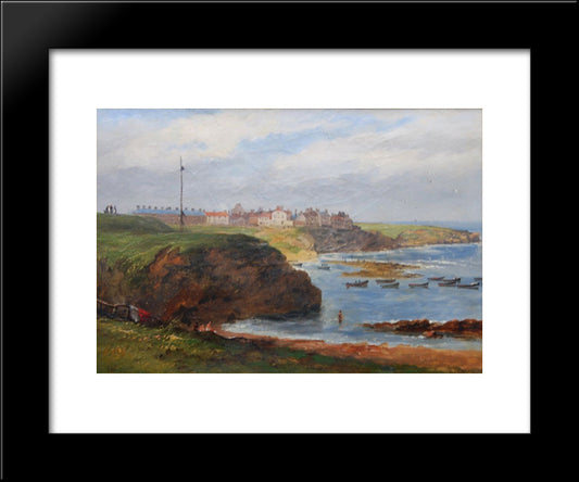 Cullercoats From The South By John Wilson Carmichael 20x24 Black Modern Wood Framed Art Print Poster by Carmichael, John Wilson