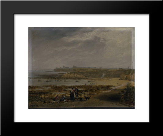 Cullercoats Looking Towards Tynemouth - Ebb Tide 20x24 Black Modern Wood Framed Art Print Poster by Carmichael, John Wilson