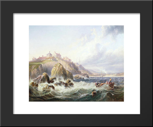 Fishing Boats Off Scotland By John Wilson Carmichael 20x24 Black Modern Wood Framed Art Print Poster by Carmichael, John Wilson