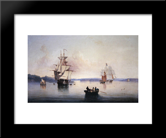 Saltash Creek- Near Plymouth 20x24 Black Modern Wood Framed Art Print Poster by Carmichael, John Wilson