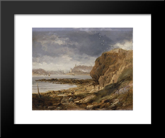 Shields From The Harbour Mouth 20x24 Black Modern Wood Framed Art Print Poster by Carmichael, John Wilson