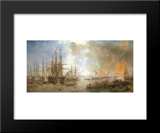 The Bombardment Of Sveaborg, 9 August 1855 20x24 Black Modern Wood Framed Art Print Poster by Carmichael, John Wilson