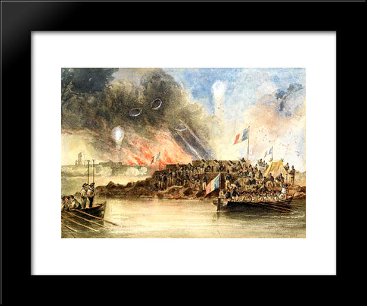The Bombardment Of Sveaborg, In The Baltic, 9 August 1855 20x24 Black Modern Wood Framed Art Print Poster by Carmichael, John Wilson